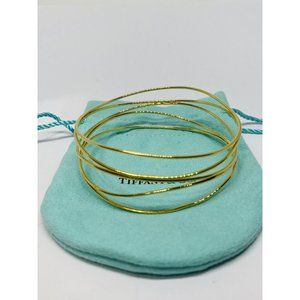 $5500 Tiffany & Co 18K Elsa Peretti Wave 5 Row Bangle Bracelet 18.8 Grams